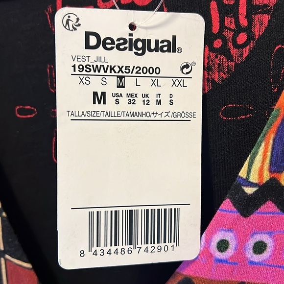 Desigual Women’s colourful 3/4 sleeve  crossover Midi Dress - Picture 7 of 10